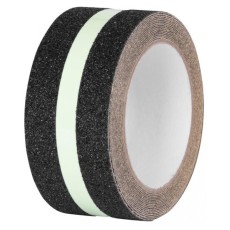 Banda antialunecare, Strend Pro, autoadeziva, extra durabila, 50 mm x 5 m, neagra cu insertie fosforescenta