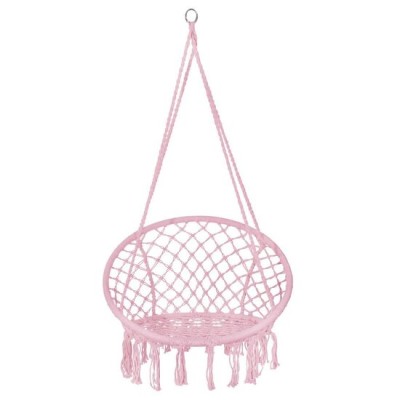 Hamac brazilian, tip scaun, Springos, roz, max 150kg, 79x80x120 cm