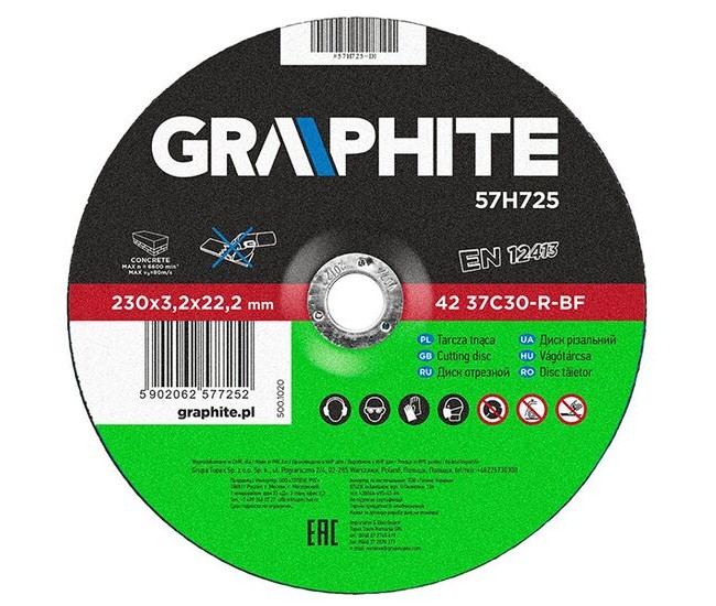 Disc debitat piatra, 230x3,2x22,2 mm, GRAPHITE Disc debitat piatra, 230x3,2x22,2 mm, GRAPHITE