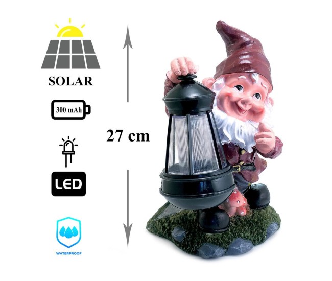 Decoratiune gradina, ceramica/plastic, lampa solara, pitic, 17x16x27 cm Decoratiune gradina, ceramica/plastic, lampa solara, pitic, 17x16x27 cm