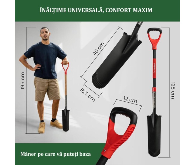 Harlet, cazma, ingust, cu varf zimtat, coada fibra de sticla, 12x40x128 cm, Strend Pro Premium RedShark Harlet, cazma, ingust, cu varf zimtat, coada fibra de sticla, 12x40x128 cm, Strend Pro Premium RedShark