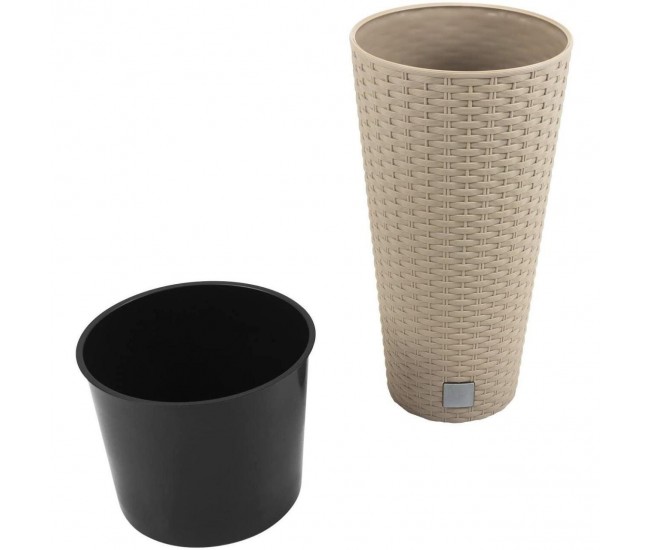 Ghiveci decorativ de flori, Prosperplast, Rato, imitatie ratan, rotund, inalt, cafeniu, 25x47.6 cm Ghiveci decorativ de flori, Prosperplast, Rato, imitatie ratan, rotund, inalt, cafeniu, 25x47.6 cm