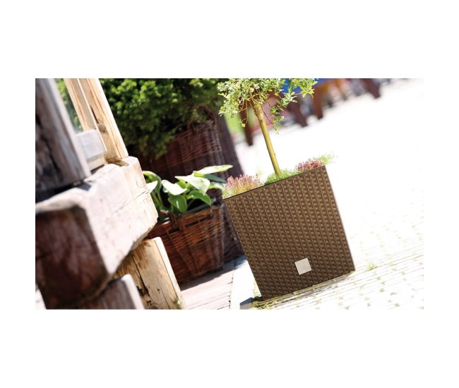 Ghiveci decorativ de flori, patrat 40x40x40.8 cm, imitatie ratan, alb, Rato Ghiveci decorativ de flori, patrat 40x40x40.8 cm, imitatie ratan, alb, Rato