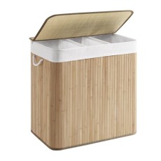 Cos rufe, 3 compartimente, bambus, natur, 150 L, 60x40x61.5 cm, Artool Cos rufe, 3 compartimente, bambus, natur, 150 L, 60x40x61.5 cm, Artool