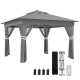 Pavilion/foisor pentru gradina/terasa, pliabil, cadru otel, material Oxford, cu perdele, iluminare LED, inaltime reglabila, gri, 336x336x250-270 cm Pavilion/foisor pentru gradina/terasa, pliabil, cadru otel, material Oxford, cu perdele, iluminare LED, inaltime reglabila, gri, 336x336x250-270 cm