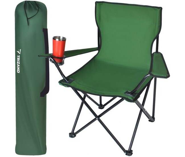 Scaun pliabil gradina, camping, pescuit, verde, cu suport pahar/sticla, husa, max 100 kg, 80x44x80 cm, Trizand Scaun pliabil gradina, camping, pescuit, verde, cu suport pahar/sticla, husa, max 100 kg, 80x44x80 cm, Trizand