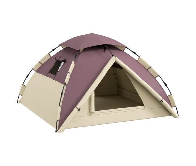 Cort camping, 2 persoane, impermeabil, cu ferestre, geanta, kaki si visiniu, 206x185x120 cm Cort camping, 2 persoane, impermeabil, cu ferestre, geanta, kaki si visiniu, 206x185x120 cm