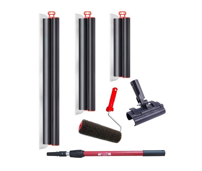 Set 3 gletiere profesionale, inox, 40, 60, 80 cm, adaptor, maner prelungitor 0.73-1.2 m, rola gletuit, Lanoliv Set 3 gletiere profesionale, inox, 40, 60, 80 cm, adaptor, maner prelungitor 0.73-1.2 m, rola gletuit, Lanoliv