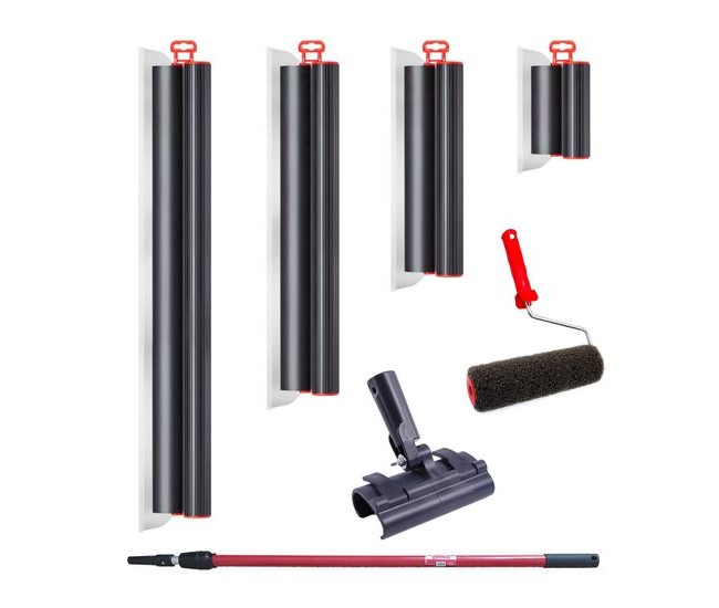 Set 4 gletiere profesionale, inox, 20, 40, 60, 80 cm, adaptor, maner prelungitor 1.2-2.2 m, rola gletuit, Lanoliv Set 4 gletiere profesionale, inox, 20, 40, 60, 80 cm, adaptor, maner prelungitor 1.2-2.2 m, rola gletuit, Lanoliv