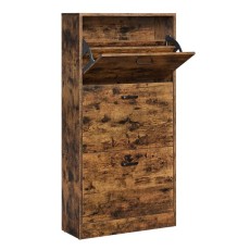 Dulap pentru depozitare incaltaminte, pantofar, Artool, pal, maro rustic, 3 sertare, 60x24x102 cm
