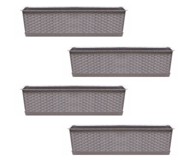 Set 4 jardiniere decorative, cafeniu, 68.5x17.3x15 cm, Ratolla Case P 