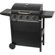Gratar gradina, grill dreptunghiular, cu gaz, 4 arzatoare, cu roti, capac, rafturi, BBQ Malaga
