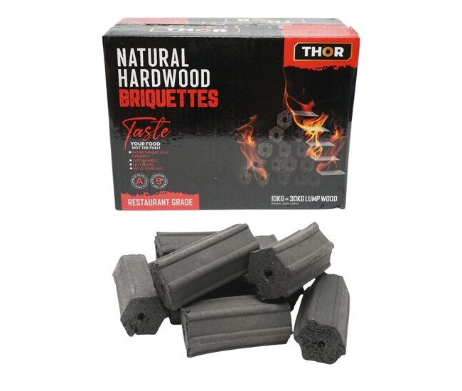 Carbuni pentru gratar, brichetati, hexagonali, din lemn de esenta tare, ardere 5 ore, 10 kg, Thor Carbuni pentru gratar, brichetati, hexagonali, din lemn de esenta tare, ardere 5 ore, 10 kg, Thor