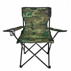 Scaun pliabil gradina, camping, pescuit, camuflaj verde, cu suport pahar/sticla, husa, max 120 kg, 50x50x80 cm, Chomik