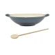 Vas de fonta tip Wok, emailat, 35.5x11 cm, cu lingura de lemn, Perfect Home Vas de fonta tip Wok, emailat, 35.5x11 cm, cu lingura de lemn, Perfect Home