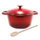 Oala de fonta emailata cu capac, lingura de lemn, 5.2 L, Perfect Home Oala de fonta emailata cu capac, lingura de lemn, 5.2 L, Perfect Home