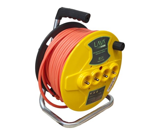 Prelungitor electric pe tambur, 3x2.5 mm², IP20, 50 m, 4 prize Prelungitor electric pe tambur, 3x2.5 mm², IP20, 50 m, 4 prize