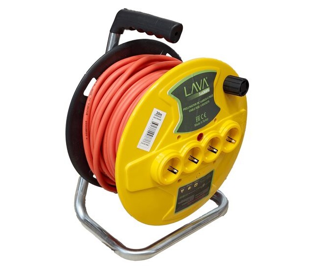 Prelungitor electric pe tambur, 3x2.5 mm², IP20, 30 m, 4 prize Prelungitor electric pe tambur, 3x2.5 mm², IP20, 30 m, 4 prize