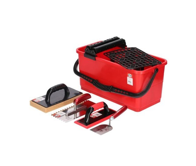 Set aplicare si spalare chit de rosturi cu galeata, gletiera zimti, mistrie, 2 driste, Olejnik