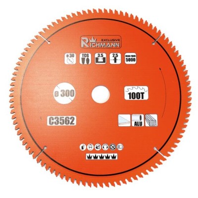 Disc circular vidia pentru aluminiu, lemn, 100 dinti, 300x30 mm, Richmann Exclusive