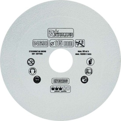 Disc diamantat pentru sticla, taiere uscata, 115x22.23 mm, Richmann
