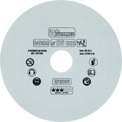 Disc diamantat pentru sticla, taiere uscata, 125x22.23 mm, Richmann