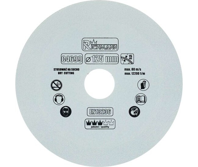 Disc diamantat pentru sticla, taiere uscata, 125x22.23 mm, Richmann