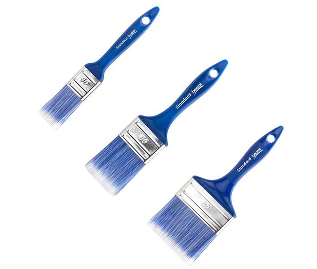 Set 3 pensule pentru vopsele acrilice, latex, 30, 50, 80 mm, Beorol Standard