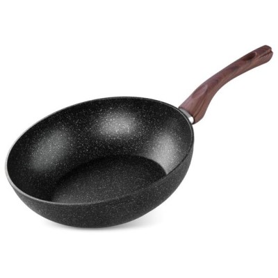 Tigaie tip Wok cu maner de lemn, 28 cm, Magic Home Tigaie tip Wok cu maner de lemn, 28 cm, Magic Home