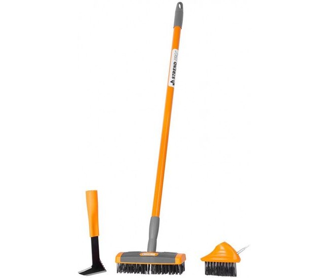 Set curatare pavaje, trotuare, cu 2 perii, maner telescopic si cutit pentru taiat buruieni, Strend Pro Set curatare pavaje, trotuare, cu 2 perii, maner telescopic si cutit pentru taiat buruieni, Strend Pro