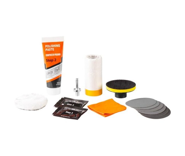 Kit curatare/lustruire faruri auto, 14 piese, Strend Pro