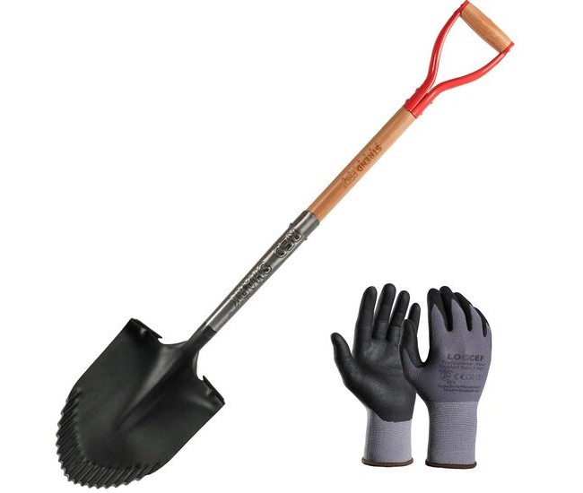 Set harlet, cazma, ascutit, margini zimtate, maner lemn 115 cm, cu manusi, RedShark Set harlet, cazma, ascutit, margini zimtate, maner lemn 115 cm, cu manusi, RedShark