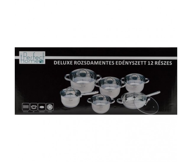 Set oale cu capac, inox, 12 piese, Perfect Home De Luxe Set oale cu capac, inox, 12 piese, Perfect Home De Luxe