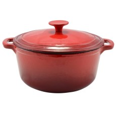 Oala de fonta emailata cu capac, rosie, 4 L, Perfect Home