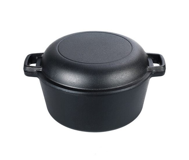Oala de fonta cu capac, 2 in 1, 5 L, 26 cm, Perfect Home Oala de fonta cu capac, 2 in 1, 5 L, 26 cm, Perfect Home