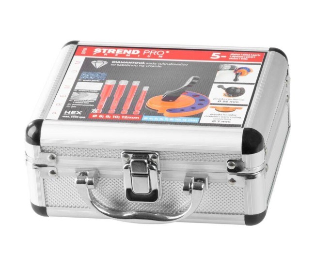 Set burghie diamantate cu ghidaj, 5 piese, 6-8-10-12 mm, HEX, Strend Pro Premium