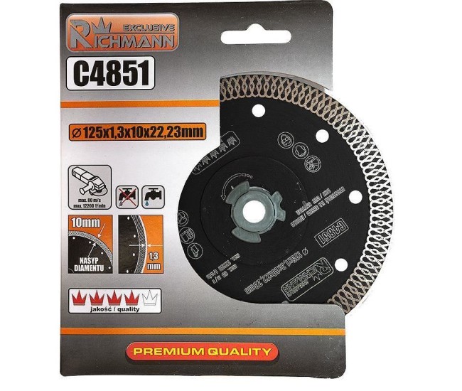 Disc diamantat turbo subtire, ceramica, taiere umeda si uscata, set 3 buc, 125 mm/22.23 mm, Richmann Exclusive Disc diamantat turbo subtire, ceramica, taiere umeda si uscata, set 3 buc, 125 mm/22.23 mm, Richmann Exclusive