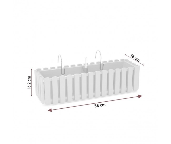 Jardiniera decorativa, suport metalic, sistem irigare, gri, 58x18x16.2 cm, Boardee Fencycase W Jardiniera decorativa, suport metalic, sistem irigare, gri, 58x18x16.2 cm, Boardee Fencycase W