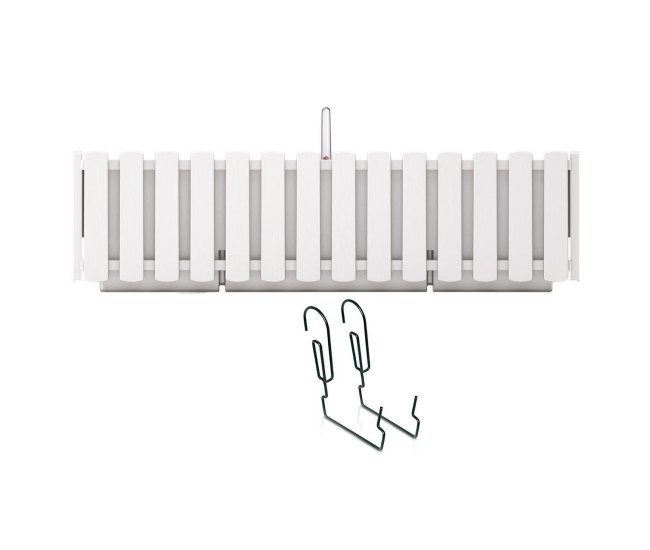 Jardiniera decorativa, suport metalic, sistem irigare, alb, 58x18x16.2 cm, Boardee Fencycase W Jardiniera decorativa, suport metalic, sistem irigare, alb, 58x18x16.2 cm, Boardee Fencycase W