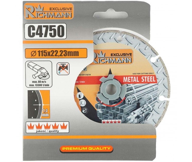 Disc diamantat segmentat, metal, taiere uscata, 115x1.4 mm, Richmann Exclusive Disc diamantat segmentat, metal, taiere uscata, 115x1.4 mm, Richmann Exclusive