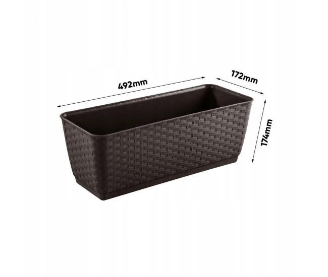 Jardiniera decorativa, Prosperplast, imitatie ratan, maro, 49.2x17.2x17.4 cm Jardiniera decorativa, Prosperplast, imitatie ratan, maro, 49.2x17.2x17.4 cm