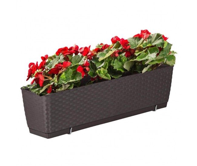 Jardiniera decorativa, Prosperplast, imitatie ratan, suport, maro, 49.2x17.2x17.4 cm Jardiniera decorativa, Prosperplast, imitatie ratan, suport, maro, 49.2x17.2x17.4 cm