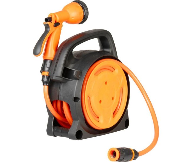 Furtun cu tambur/rola pentru gradina, pistol de stropit, accesorii, 5/16, 10 m, Strend Pro