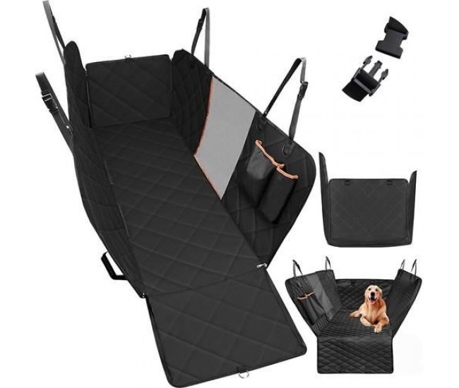 Husa bancheta auto pentru protectie si transport caini si pisici, impermeabila, negru, 135x140 cm Husa bancheta auto pentru protectie si transport caini si pisici, impermeabila, negru, 135x140 cm