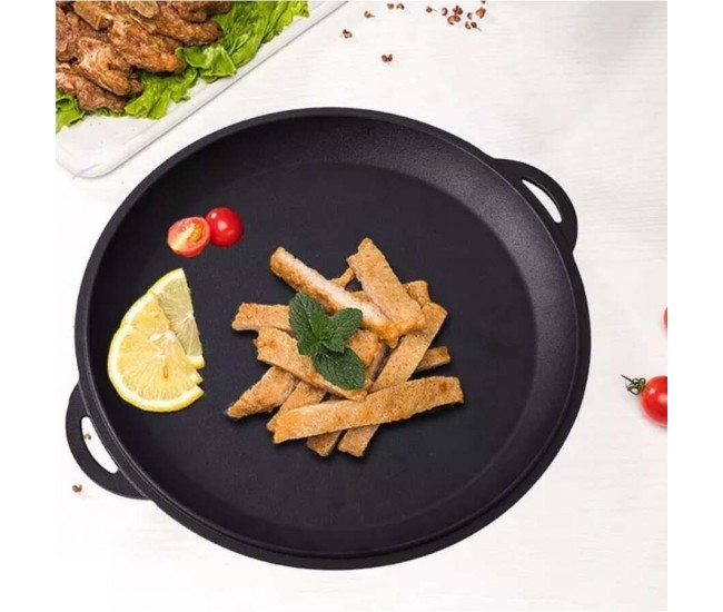 Oala de fonta tip wok, cu capac, 3 in 1, 32x14 cm, Perfect Home Oala de fonta tip wok, cu capac, 3 in 1, 32x14 cm, Perfect Home