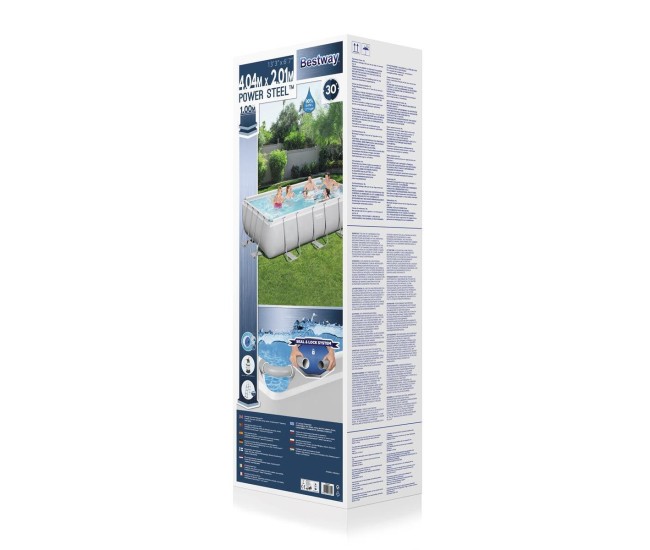 Piscina structura metalica, dreptunghiulara, cu pompa nisip, scara, dozator, gri, 404x201x100 cm, Bestway Power Steel Piscina structura metalica, dreptunghiulara, cu pompa nisip, scara, dozator, gri, 404x201x100 cm, Bestway Power Steel