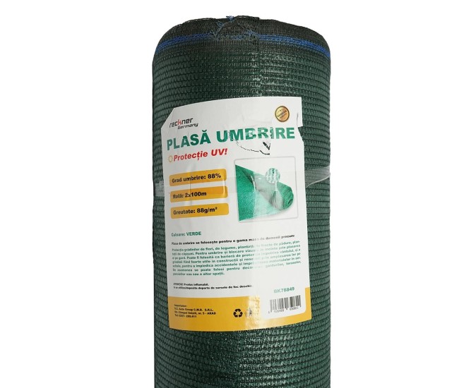 Plasa de umbrire, 88 g/mp, grad de umbrire 88%, verde, 100x2 m Plasa de umbrire, 88 g/mp, grad de umbrire 88%, verde, 100x2 m