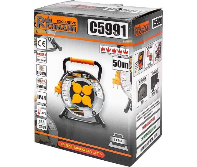 Prelungitor electric industrial, pe tambur, 3x1.5 mm², IP44, 50 m, Richmann Exclusive Prelungitor electric industrial, pe tambur, 3x1.5 mm², IP44, 50 m, Richmann Exclusive