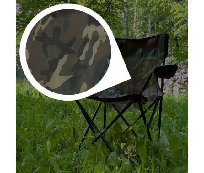 Scaun pliabil gradina, camping, pescuit, camuflaj verde, cu suport pahar/sticla, husa, max 120 kg, 50x50x80 cm, Chomik Scaun pliabil gradina, camping, pescuit, camuflaj verde, cu suport pahar/sticla, husa, max 120 kg, 50x50x80 cm, Chomik