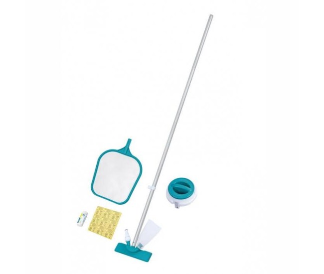 Set curatare si intretinere piscina, minciog cu maner, aspirator, filtru, dozator, 9 plasturi, Bestway FlowClear
